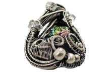 Load image into Gallery viewer, Multicolored Bismuth Crystal Pendant Necklace with Herkimer Diamonds in Sterling Silver