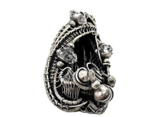 Load image into Gallery viewer, Vivianite Crystal Wire-Wrapped Pendant in Sterling Silver with Herkimer Diamonds