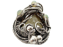 Load image into Gallery viewer, Libyan Desert Glass and Ethiopian Welo Opal Pendant - Sterling Silver Wire-Wrapped Tektite Jewelry - Heather Jordan Jewelry