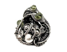 Load image into Gallery viewer, Sikhote-Alin Meteorite Pendant with Peridot, Wire-Wrapped in Sterling Silver - Heather Jordan Jewelry