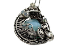 Load image into Gallery viewer, Peruvian Blue and Ethiopian Opal Pendant: Wire-Wrapped Sterling Silver Necklace, October Birthstone