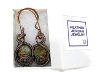 Load image into Gallery viewer, African Green Opal Steampunk Earrings in Bronze
