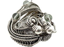 Load image into Gallery viewer, UV-Fluorescent, Mexican Hyalite Opal Wire-Wrapped Pendant in Sterling Silver with Fluorite