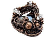 Load image into Gallery viewer, Rainbow Moonstone &amp; Herkimer Diamond Pendant: Bronze Wire Wrap Necklace - Heather Jordan Jewelry