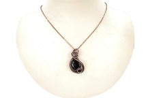 Load image into Gallery viewer, Dragon Bloodstone Wire-Wrapped Jewelry Set: Bronze Necklace &amp; Earrings with Swarovski Crystal Swish Design - Heather Jordan Jewelry