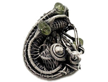 Load image into Gallery viewer, Sikhote-Alin Meteorite Pendant with Peridot, Wire-Wrapped in Sterling Silver
