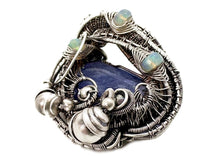 Load image into Gallery viewer, Tanzanite and Ethiopian Welo Opal Pendant: Sterling Silver Wire Wrap