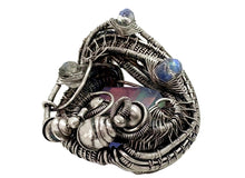 Load image into Gallery viewer, Aurora Opal Pendant: Sterling Silver Wire-Wrapped with Rainbow Moonstone - Heather Jordan Jewelry