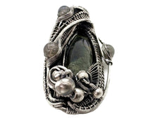 Load image into Gallery viewer, Stromatolite Pendant: Kambaba Jasper Fossil Necklace with Labradorite, Sterling Silver Wire Wrap - Heather Jordan Jewelry