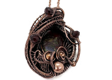 Load image into Gallery viewer, Dragon Blood Jasper Wire Wrapped Pendant in Bronze with Garnet - Heather Jordan Jewelry