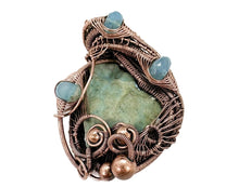 Load image into Gallery viewer, Rustic Hemimorphite Druzy Pendant: Wire-Wrapped with Green Chalcedony - Heather Jordan Jewelry