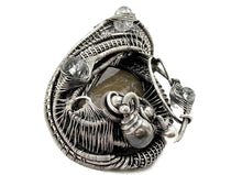 Load image into Gallery viewer, Petoskey Stone Wire-Wrapped Pendant with Aquamarine in Sterling Silver - Heather Jordan Jewelry