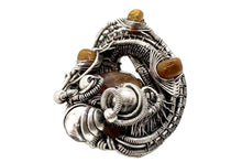 Load image into Gallery viewer, Spessartine Garnet and Ethiopian Welo Opal Pendant: Sterling Silver Wire Wrap