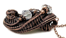 Load image into Gallery viewer, Rainbow Moonstone &amp; Herkimer Diamond Pendant: Bronze Wire Wrap Pendant Necklace - Heather Jordan Jewelry