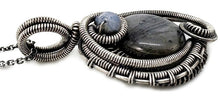 Load image into Gallery viewer, Gemstone Mini Woven Circle Pendant with Swarovski Crystal, Sterling Silver Wire Wrap