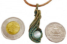 Load image into Gallery viewer, Custom Verdigris Gemstone Pendant, Brass Wire Wrap, "Comet" Model