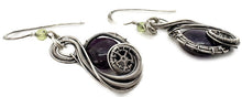 Load image into Gallery viewer, Custom Gemstone Sterling Silver Steampunk "Swish" Earrings
