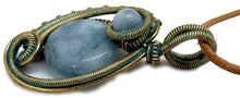 Load image into Gallery viewer, Verdigris Mini Woven Circle Gemstone Pendant in Brass
