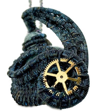 Load image into Gallery viewer, Steampunk Verdigris Hemo Jasper Pendant, Wire-Wrapped in Brass with Green Apatite