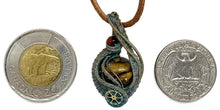 Load image into Gallery viewer, Verdigris Gemstone Steampunk Pendant: Copper Wire Wrap, Swirl Model