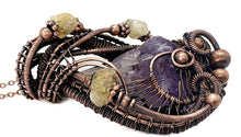 Load image into Gallery viewer, Amethyst Crystal Wire Wrapped Pendant in Bronze with Citrine Nuggets - Heather Jordan Jewelry