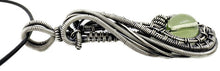 Load image into Gallery viewer, UV-Reactive Glass Pendant, Sterling Silver Wire Wrap, "Comet" Model