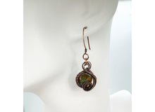 Load image into Gallery viewer, African Green Opal Steampunk Earrings in Bronze