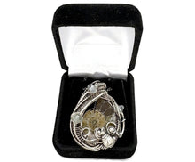 Load image into Gallery viewer, Ammonite Fossil Pendant: Sterling Silver Wire Wrapped Shell Necklace with Aquamarine - Heather Jordan Jewelry