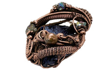 Load image into Gallery viewer, Titanium Aura Kyanite Fan Pendant: Copper Wire-Wrapped with Ti-Aura Quartz Crystals - Heather Jordan Jewelry