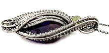 Load image into Gallery viewer, Amethyst Mini Woven Teardrop Pendant with Peridot: Sterling Silver Wire Wrap - Heather Jordan Jewelry