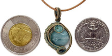 Load image into Gallery viewer, Verdigris Mini Woven Circle Gemstone Pendant in Brass