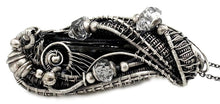 Load image into Gallery viewer, Vivianite Crystal Wire-Wrapped Pendant in Sterling Silver with Herkimer Diamonds