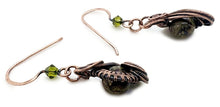 Load image into Gallery viewer, Dragon Bloodstone Wire-Wrapped Jewelry Set: Bronze Necklace &amp; Earrings with Swarovski Crystal Swish Design - Heather Jordan Jewelry