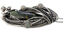 Load image into Gallery viewer, Stromatolite Pendant: Kambaba Jasper Fossil Necklace with Labradorite, Sterling Silver Wire Wrap - Heather Jordan Jewelry