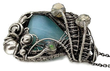Load image into Gallery viewer, Peruvian Blue and Ethiopian Opal Pendant: Wire-Wrapped Sterling Silver Necklace, October Birthstone