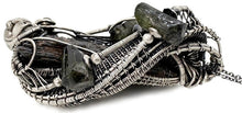 Load image into Gallery viewer, Black Kyanite Fan Pendant - Sterling Silver Wire-Wrap with Green Tourmaline Crystals