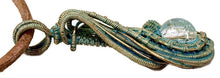 Load image into Gallery viewer, Custom Verdigris Gemstone Pendant, Brass Wire Wrap, "Comet" Model