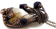 Load image into Gallery viewer, Citrine Crystal Wire Wrapped Pendant in Bronze with Amethyst Nuggets - Heather Jordan Jewelry