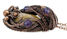 Load image into Gallery viewer, Citrine Crystal Wire Wrapped Pendant in Bronze with Amethyst - Heather Jordan Jewelry