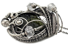Load image into Gallery viewer, Large Moldavite Pendant Wire-Wrapped in Sterling Silver with Herkimer Diamonds - Heather Jordan Jewelry