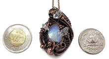 Load image into Gallery viewer, Rainbow Moonstone &amp; Herkimer Diamond Pendant: Bronze Wire Wrap Pendant Necklace - Heather Jordan Jewelry