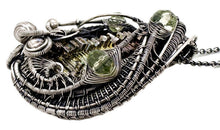 Load image into Gallery viewer, Bismuth Crystal Pendant: UV-Reactive Glass &amp; Sterling Silver Wire Wrap Necklace - Heather Jordan Jewelry