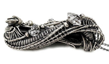Load image into Gallery viewer, Twinned Vivianite Crystal Wire-Wrapped Pendant in Sterling Silver with Herkimer Diamonds