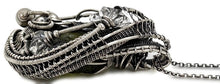 Load image into Gallery viewer, Large Moldavite Pendant Wire-Wrapped in Sterling Silver with Herkimer Diamonds Tektite Jewelry