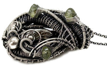 Load image into Gallery viewer, Sikhote-Alin Meteorite Pendant with Peridot, Wire-Wrapped in Sterling Silver