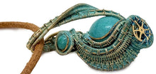 Load image into Gallery viewer, Verdigris Gemstone Steampunk Pendant: Brass Wire Wrap, Swirl Model