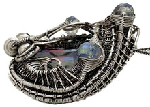 Load image into Gallery viewer, Aurora Opal Pendant: Sterling Silver Wire-Wrapped with Rainbow Moonstone - Heather Jordan Jewelry