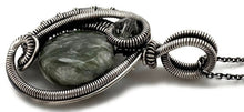 Load image into Gallery viewer, Gemstone Mini Woven Circle Pendant with Swarovski Crystal, Sterling Silver Wire Wrap
