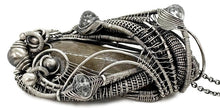 Load image into Gallery viewer, Petoskey Stone Wire-Wrapped Pendant with Aquamarine in Sterling Silver - Heather Jordan Jewelry