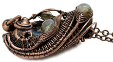Load image into Gallery viewer, Iridescent Abalone Pua Shell Pendant with Labradorite Copper Wire Wrapped Ocean Jewelry - Heather Jordan Jewelry
